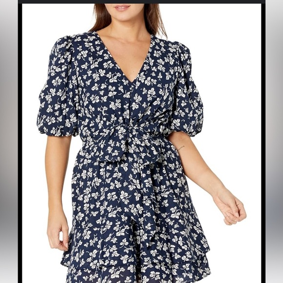 Lauren Ralph Lauren Dresses & Skirts - Lauren Ralph Lauren Floral Dress Womens Size 8 Puff Sleeves Blue Mini Bow Polo